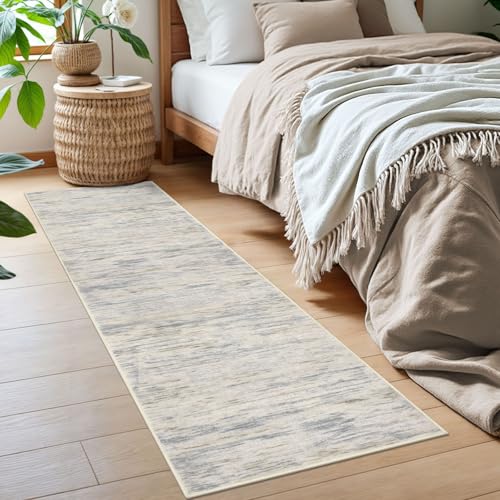 2x6 Gray Beige Neutral Multi Modern Abstract Runner Rug for Hallways, Super Soft Hallway Decor Kitchen Rugs with Non-Slip, Non-Shedding Washable Runners for Entryway Laundry Indoor