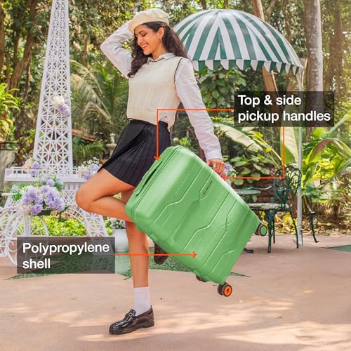 Image of Nasher Miles Paris Hardshell-Sided Polypropylene Check-in Luggage Avacado Green 24 Inch |65Cm 8 Wheel Inline Trolley Bag, Medium