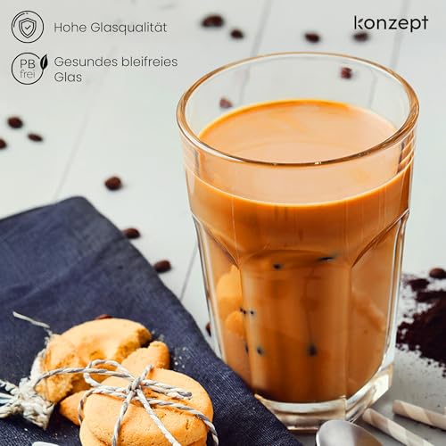 Foto von Konzept 11 Wassergläser Set 320ml Transparent - Trinkgläser, Saftgläser, Cocktailgläser, Latte Macchiato Gläser - 12er Set Gläser für Wasser, Saft und Cocktails