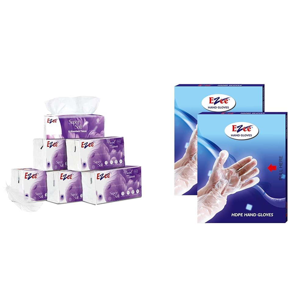 Ezee 2 Ply Facial Tissue Soft Pack 600 Pulls | Ultrasoft, Absorbent, Made of Virgin Paper | 100 Pull