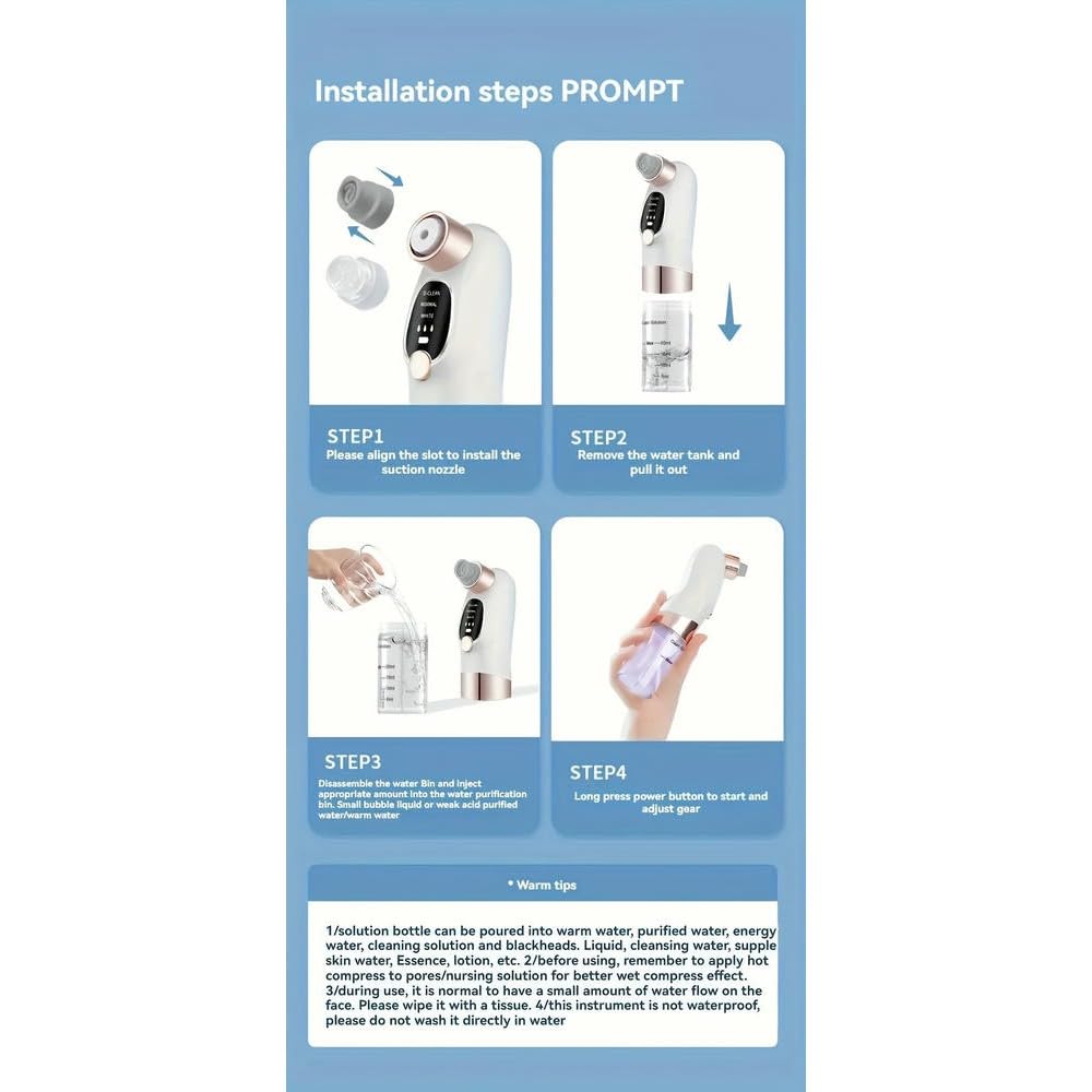 Dispositivo eléctrico NYSDM para la Limpieza de poros y Puntos Negros, circulación de Agua, eliminación Profunda del acné Facial, Herramienta de Cuidado estético.