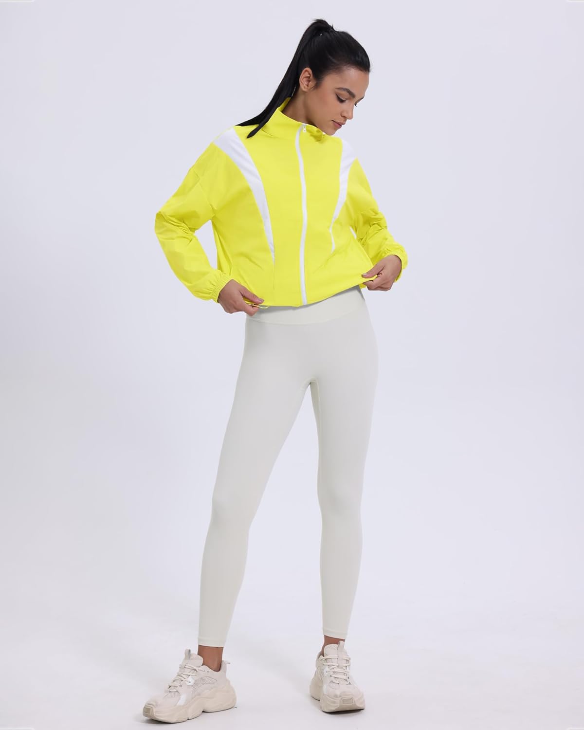 Locachy Women's Lightweight Athletic Workout Jacket Cropped Full Zip Stand Collar Running Hiking Outdoor Track Jacket