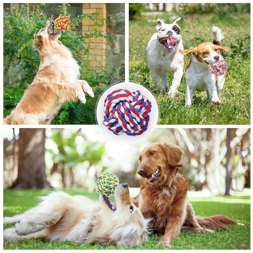 GASAPET Extra großes hundespielzeug Ball Seil für Aggressive Kauer, 5er-Pack langlebige Hundebälle für mittelgroße und große Rassen, Hundeseilspielzeug Baumwolle, Kauspielzeug für Welpen beim Zahnen