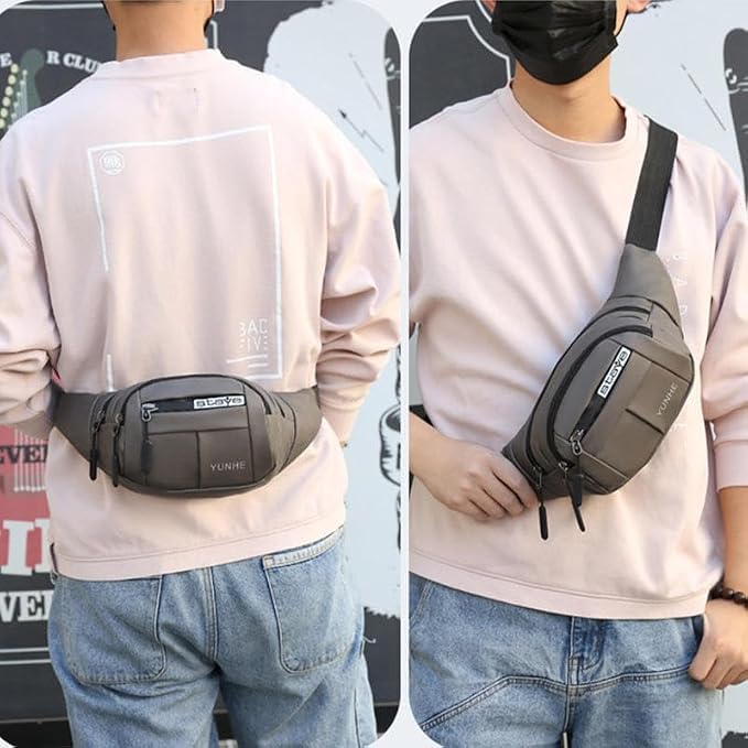 Image of Waist Bag for Man & Woman | Travel Handy Hiking Running Pouch with Zipper | Adjustable Strap Fanny Pack for Documents Money Card Phone Earphone (Dark Gray)