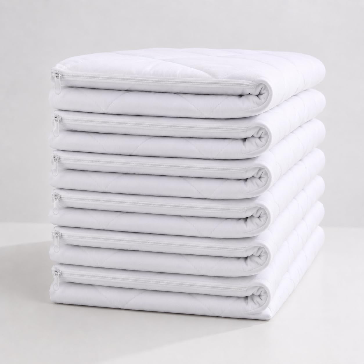 VL Pillow Protectors 6 Pack with Zip, Breathable Quilted Pillow Protector Set, Soft Microfibre Hotel Quality Pillow Cases for Everyday Comfort, Machine Washable 50 × 75 cm (6)