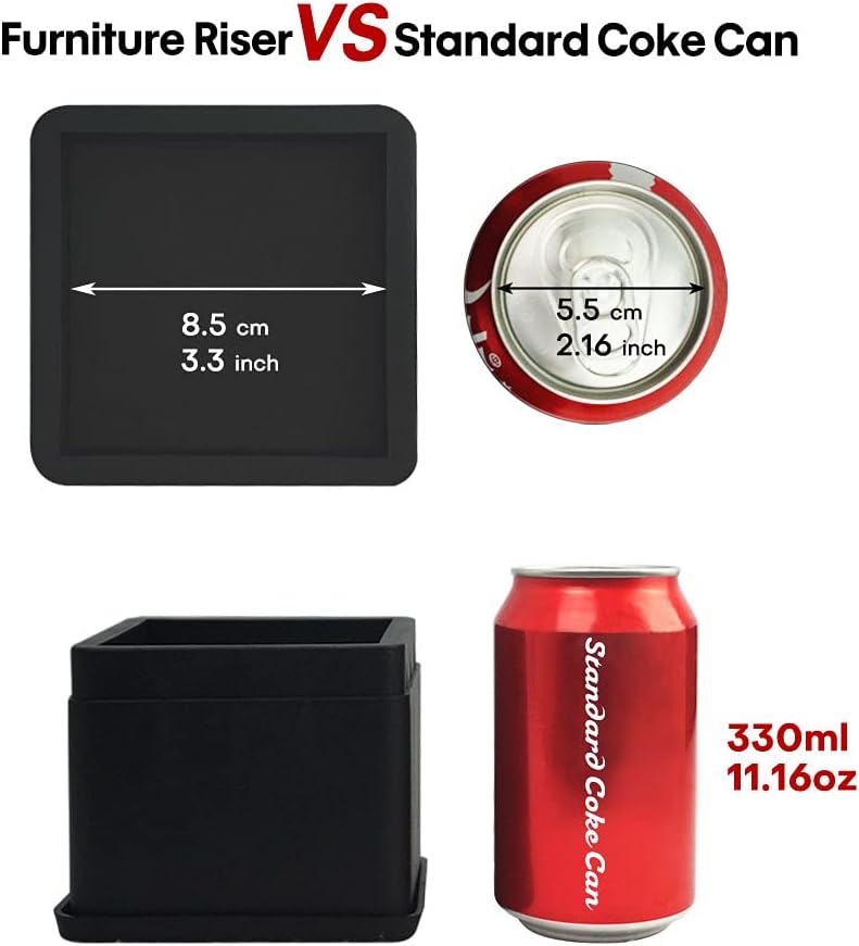 FONDDI 3 or 6 Inch Bed Furniture Risers Heavy Duty Stackable Adjustable