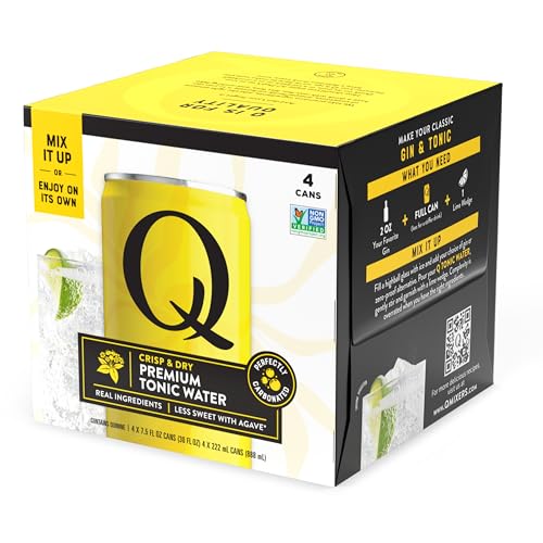 Image of Q Mixers Tonic Water, Premium Cocktail Mixer Made with Real Ingredients, 7.5 fl oz cans (Pack of 4)