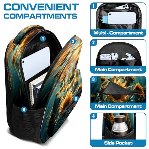 Laptop Backpacks 15.6 Inch College Backpack Travel Daypack Large Backpacks for Women Man, Sunflower Underwater (1)2