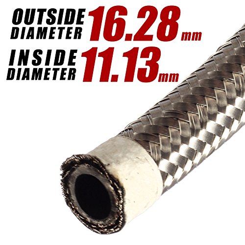 20Ft 8AN AN8 Stainless Steel Braided Oil Gas Fuel Line Hose + 10pcs 8AN Hose Fitting Kit Blue+Red