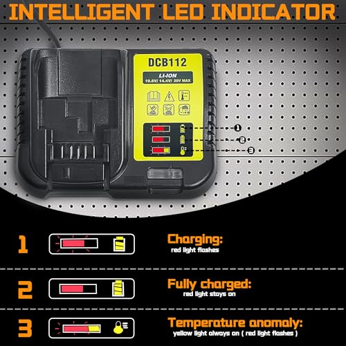 Byczone Replacement Battery Charger Dcb112 For Dewalt 20V Lithium-Ion Battery thumb #2