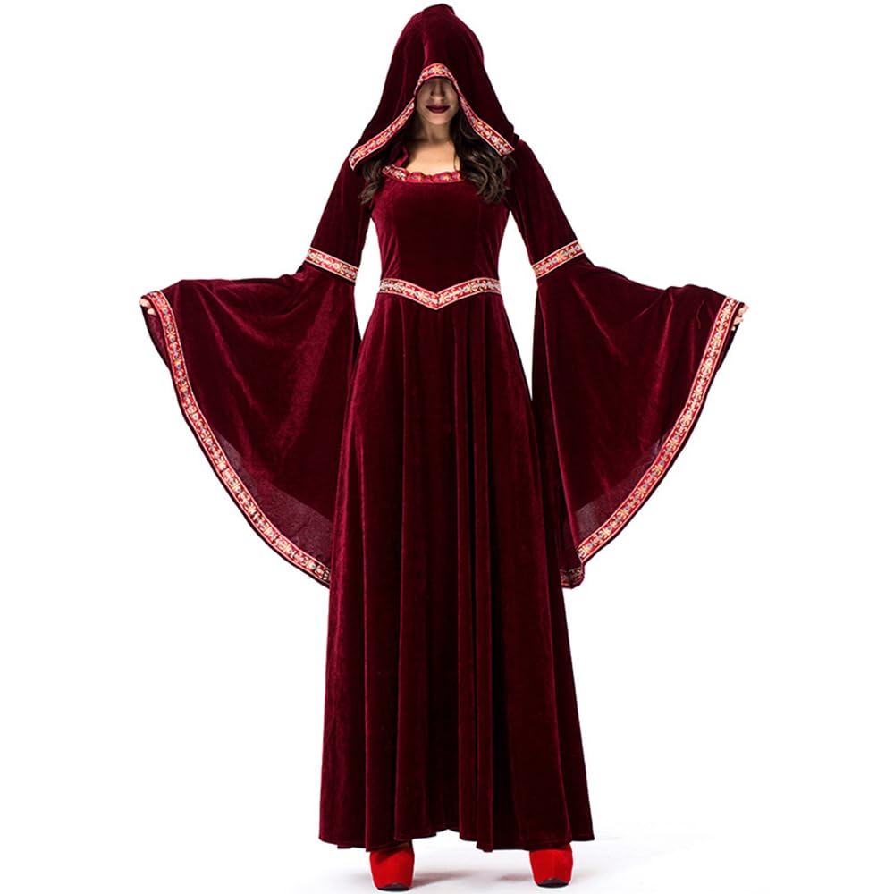 Feynman Costume médiéval pour Enfant Fille - Costume de la Renaissance médiévale - Palais Noble - Robe de Princesse d'halloween - Reine Victorienne - Bordeaux