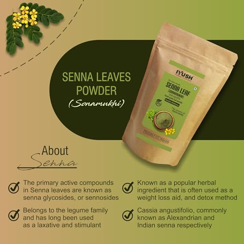 Image of IYUSH Herbal Ayurveda Senna Powder - 400gm | Sanay Patti Powder | Nilavarai Powder Organic | Sonamukhi Powder | Sanay Leaves | Sanay Powder | Sanay Leaves Powder | Sana Leaf Powder |