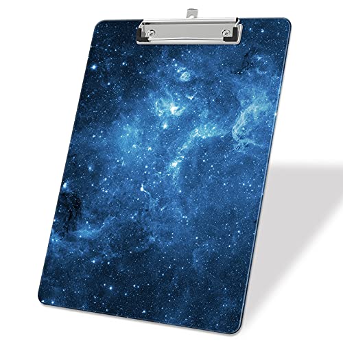 Image of Plastic A4 Clipboards, Clip Board Stardard Letter Size 9 x 12.5 in | Office Decorative for Students Women Men and Kids,Blue Starry Sky