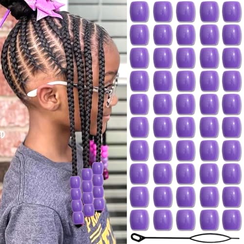 VENOFEN 50PCS Purple Hair Beads Dreadlock Jewelry Cute Pony Beads Loc Accessories Acrylic Bead Hair Decoration for Kids Girls