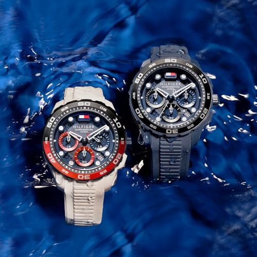 Tommy Hilfiger Orologio Cronografo al Quarzo con Calendario da Uomo con Cinturino in Silicone Blu Navy - 1792232, Blue - Immagine 4