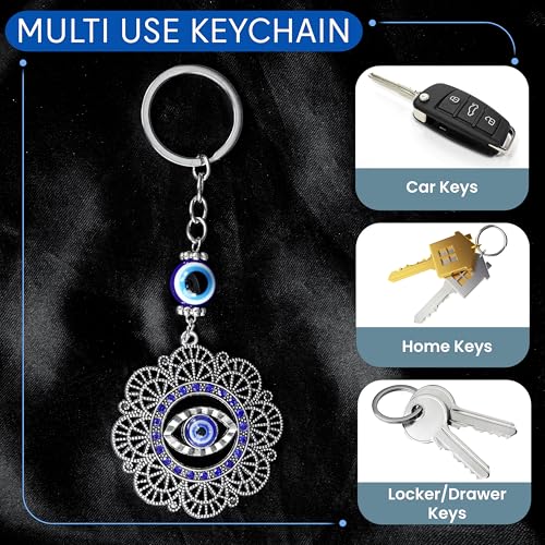 Image of Storite Evil Eye Mandala Keychain, Blue and Silver
