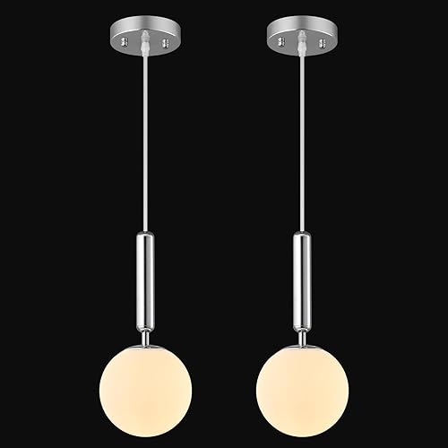 Miniatura 36 de 9-Lights Gold Chandelier with Milk White Glass Mid Century Modern Globe Pendant Light for Foyer Living Room Entryway Hallway Oro (vidrio de