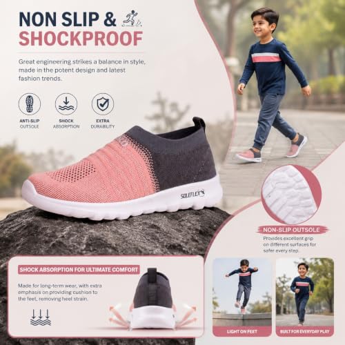 Image of ASIAN Mars-12 Kids Casual Walking Shoes | Lightweight Slip-On Design, Stretch Knit Comfort & Flexible | Ideal