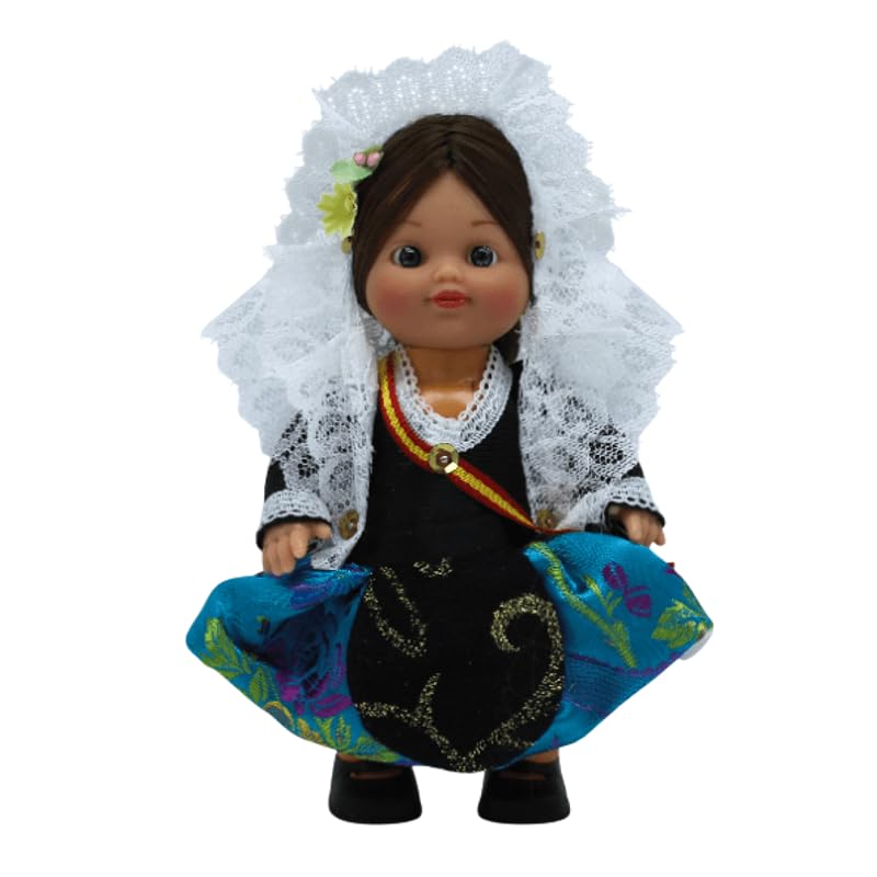 Folk Artesanía Muñeca Regional Alicantina Original colección 15 cm. Vestido típico Alicante, Fabricada en España