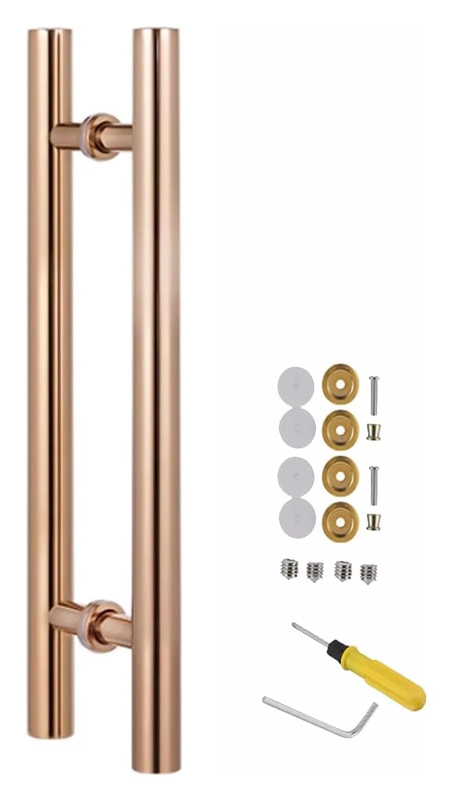 Klamki do drzwi przesuwnych, Klamka do drzwi przesuwnych w kształcie litery H z zestawem montażowym, opakowanie 2 szt(Rose Gold,L：180CM(70.9in))