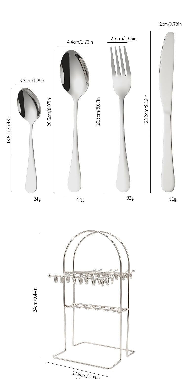 Ensemble de couverts en acier inoxydable, ensemble de vaisselle for la cuisine à domicile, lavable au lave-vaisselle, for la cuisine à domicile, le restaurant, l'hôtel, 24 pièces, ensemble de couverts