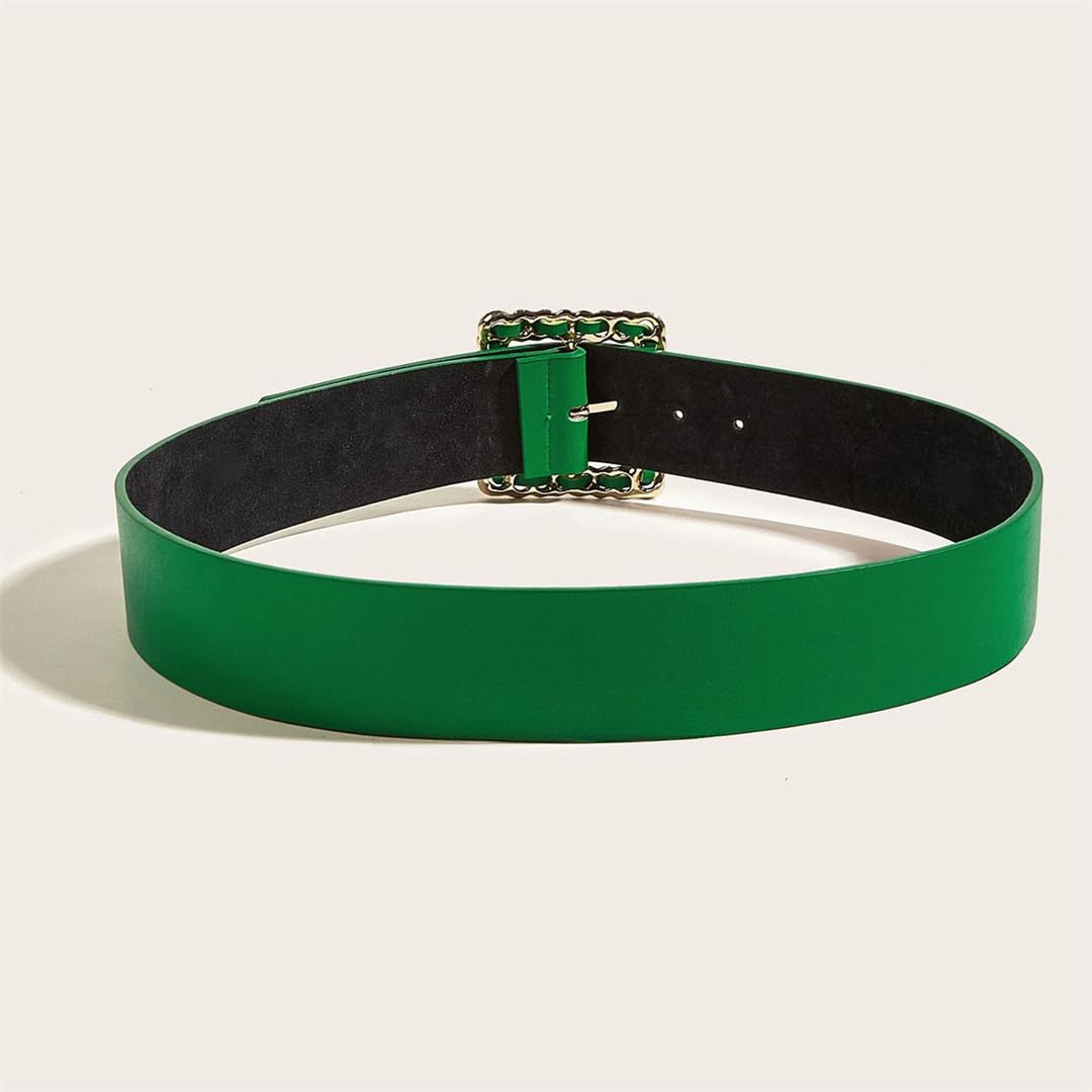 Cinturón de hebilla de metal de lujo para mujer, cinturón ajustable con hebilla plana para pantalones vaqueros