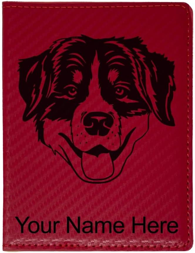 LaserGram Faux Leather Passport Holder, Bernese Mountain Dog, Personalized Engraving Included (Rustic with Silver)
