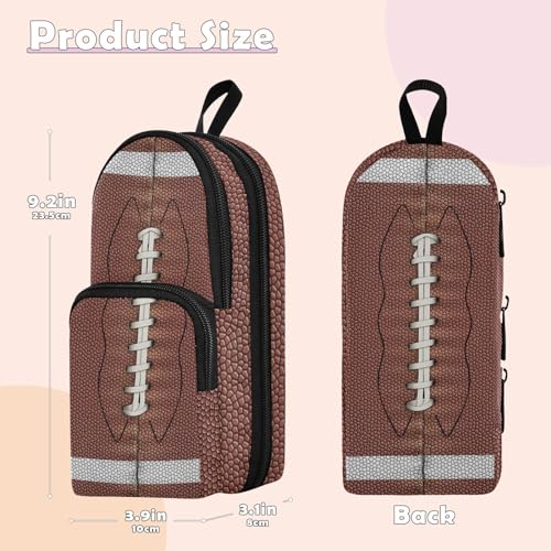 Image of ZAZYXTJ American Football Standing Large Capacity Pencil Case 3 Compartment Pen Pouch Storage Canvas Makeup Bag for School Office Teen Girl Boy Men Women