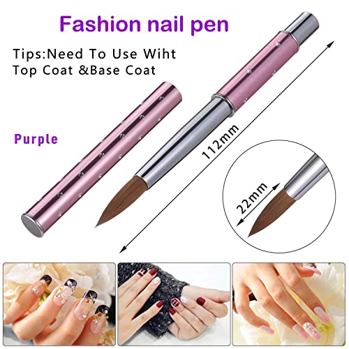 1Pc Kolinsky Acrylic Nail Brush Big Size Metal Handle Sable Brushes Professional 3D Nail Art Tools (14#, Diamond Handle) #TOP5