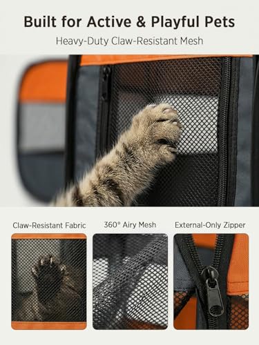 Image of UWE Extra Large Small Animal Playpen, Waterproof Foldable Pet Pen, Orange