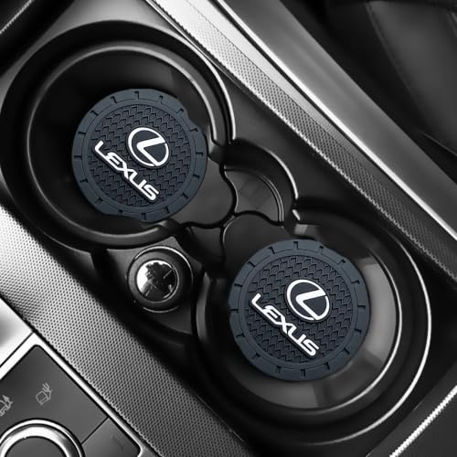 Image of YUIQIEUY Car Cup Holder Coaster for Lexus Recessed Silicone Cupholder Coaster Interior Accessories 2.75in 2Pack Black