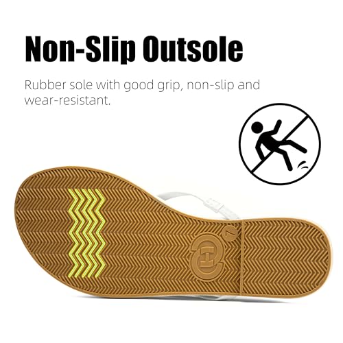 Image of INMINPIN Flat Flip Flops with Arch Support for Women - Memory Foam Flats Summer Sandals 2026 - Ultra Comfort Vegan Leather Thong Sandals Summer Beach Slide
