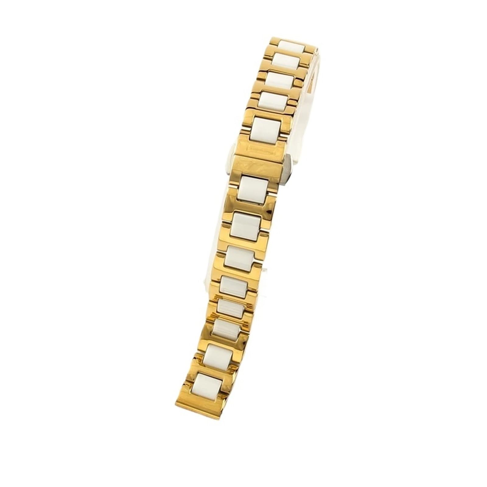 HMFang Cinturino for Orologio in Ceramica E Acciaio Inossidabile, da Uomo E da Donna(Golden White,12mm)