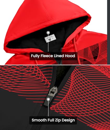 Image of GEEK LIGHTING Mens Fleece Lined Hoodies Zip Up Waffle Knit Thicken Hooded Sweatshirts Winter Jackets