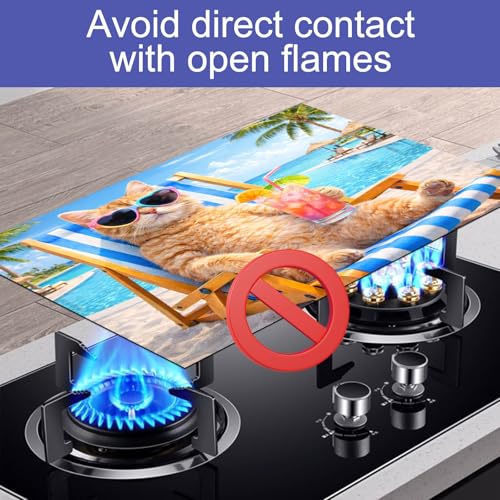 Image of HOMETITUTE Summer Stove Top Cover 28x20 Beach Cat Lounger Heat Resistant