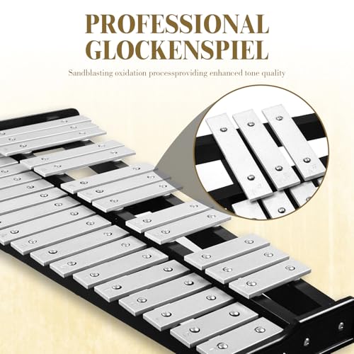 Image of Soulmate Glockenspiel Xylophone Professional 32 Notes Percussion Glockenspiel Kit for Adults & Beginners with Drum Pad, Adjustable Stand, Drum Sticks, Carrying Bag - Ideal for Practice & Performance