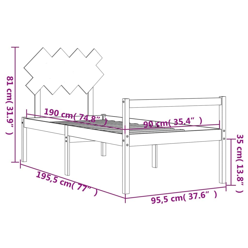 Seniorenbett Weiß aus massivem Kiefernholz mit Kopfteil und Fußteil, 90x190 cm Einzelbett mit Lattenrost, Stauraum unter Bett, platzsparend und seniorengerecht für Schlafzimmer