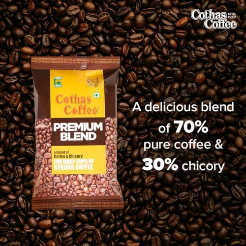 Image of Cothas Coffee - Premium Blend South Indian Filter Coffee Powder | Blend of 70% Coffee & 30% Chicory |Traditional Strong Coffee | Handpicked Cherries | Rich Aroma & Bold Taste | 100 g Pack
