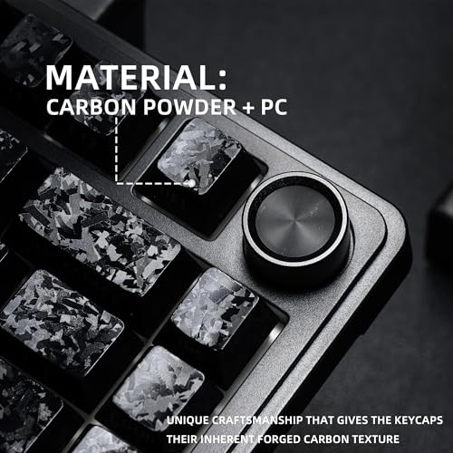Image of XVX Black Shine Through Keyboard Keycaps, Forged Carbon Texture Cherry Profile Keycap Set, Side Printed Keycaps Compatibility with ANSI Layout MX Switches Mechanical Keyboard