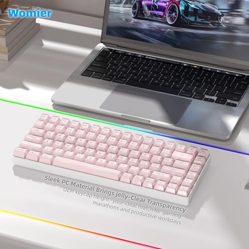Image of Womier Pink Jelly Keycaps, Mechanical Keyboard for keycaps Set, OEM Profile Key Cap, 113-Key Cute Custom Keycaps for 60%,75%,100% Mechanical Keyboards with Cherry /Gateron MX Switches