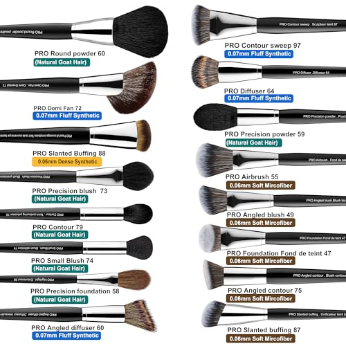Bueart Design 36Pcs PRO Grade Natural Goat Hair Pony Bristles Makeup Brushes Set with Super Holder Professional-Grade Precision & Luxury Brush for beauty enthusiasts&professionals Makeup Artist Detail