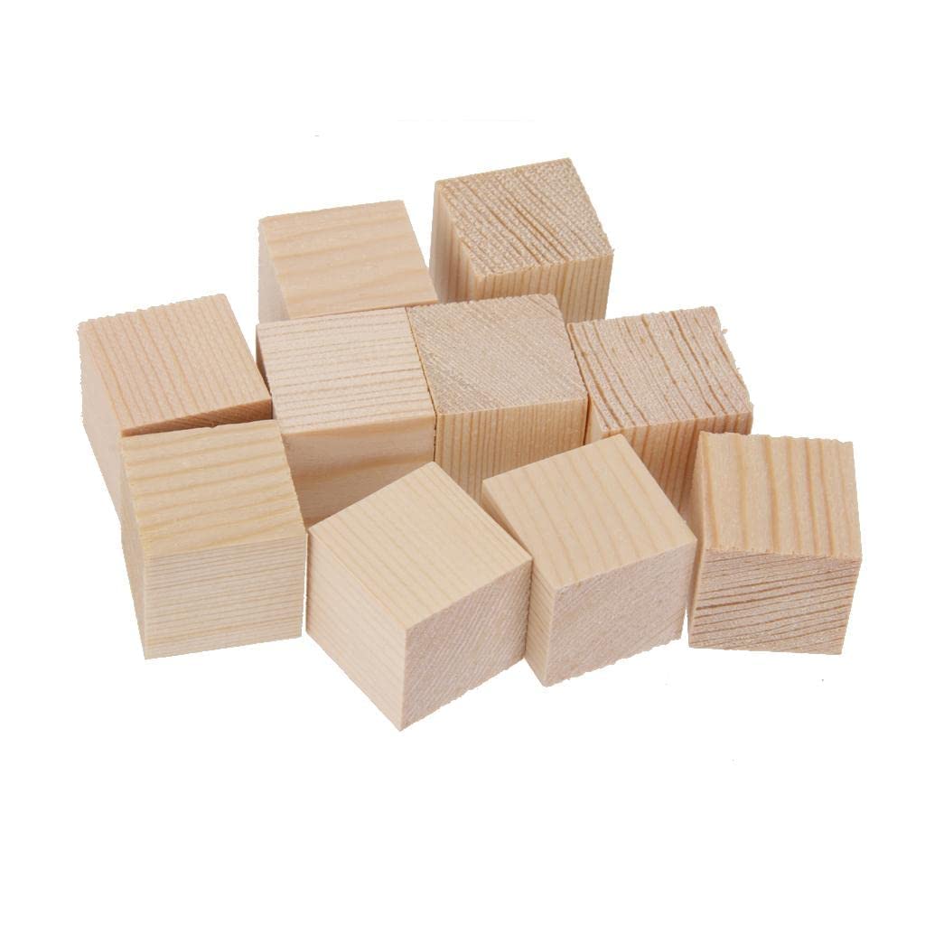 zalati Wood Cubes 10pcs - 1 x 1 x 1inch Natural Unfinished Wooden Blocks for Educational Craft Cubes DIY Painting - Image 4