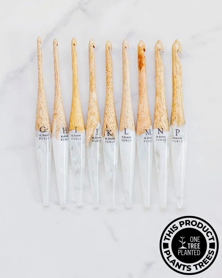 Image of Furls Crochet Hook, Streamline Resin Fusion in Mango + White, Ergonomic Handle Crochet Hooks 7 inch (Fusion, K - 6.50MM)