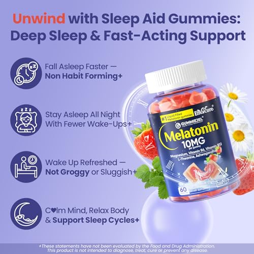 Image of EnvyCure Melatonin Gummies 10mg 20mg - Extra Strength Sleep Aid for Adults with Magnesium Glycinate 100mg, L-Theanine, Ashwagandha, B6, B12 - Deep Relaxation, Sugar Free - 120 Cts