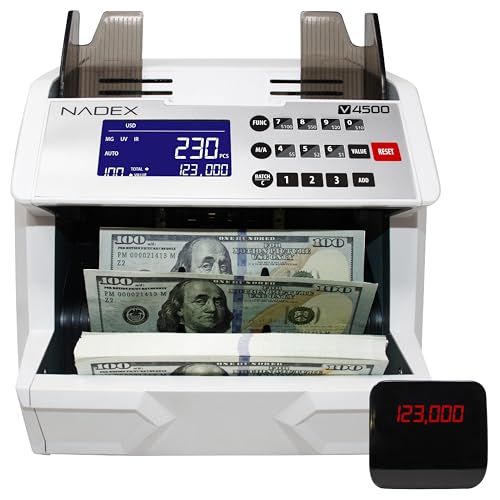 Compteur de billets Nadex V4500 à chargement frontal avec détection de faux