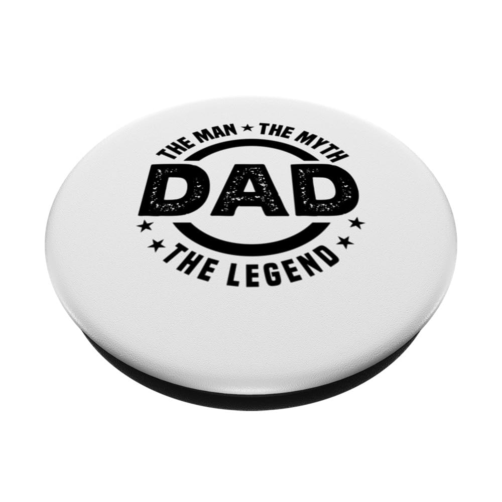 Dad The Man The Myth The Legend Papa Funny Father's Day PopSockets Swappable PopGrip, Black - Image 2