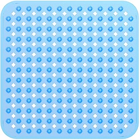 XIYUNTE Square Shower Mat Non Slip Anti Mould - 53 x 53cm Non Slip Shower Mats for Inside Shower, Anti Slip Shower Mat for Elderly, Shower Tray Mat with Suction Cups & Drain Holes, Machine Washable Cover