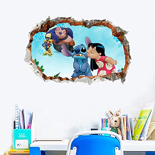 Stitch Wall Decals Cute Vinyl Wall Stickers Waterproof Removable Mural Bedroom Living Room Baby Kids Room Art Design Self-Adhesive Wall Decor (Ct20397Bj) #TOP2