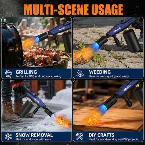 Image of ARTFLAMM Powerful Propane Torch, Kitchen Blow Torch with Adjustable Flame, Detachable Cooking Torch for Searing Steak, Camping, BBQ, Welding (Tank Not Included)