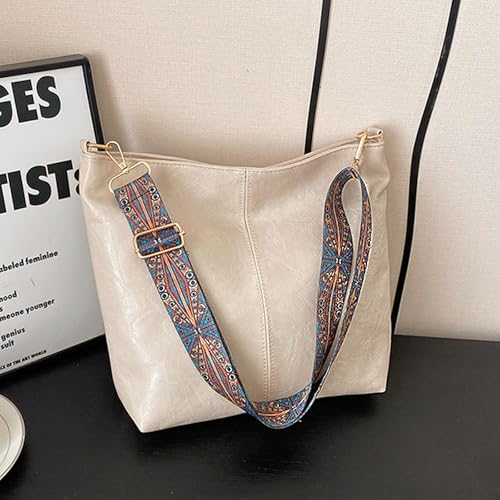 Image of Hobo Bags for Women Crossbody Bag Guitar Strap Purse Vegan Leather Shoulder Handbags Boho Purses Tote Bucket Bag